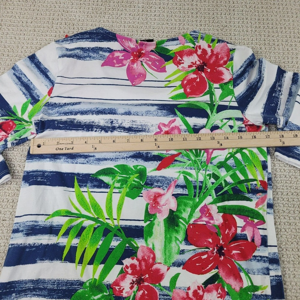 Onqe Casual Shirt Womens PM White Long Sleeve Casual Blouse Floral Graphic Print - Picture 6 of 8